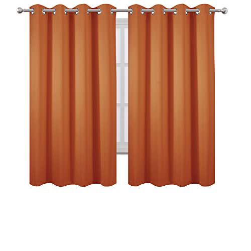 Image of LEMOMO Orange Blackout Curtains 52 x 63 Inch Length /Set of 2 Curtain Panels /Thermal Insulated Room Darkening Blackout Curtains for Bedroom