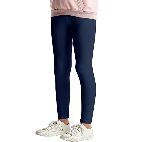 L&K-II Enfants Leggings de Base Uni Couleur Filles Pantalons de Danse bébé Leggings Fitness Pantalon Coton 2708 Bleu marine-140