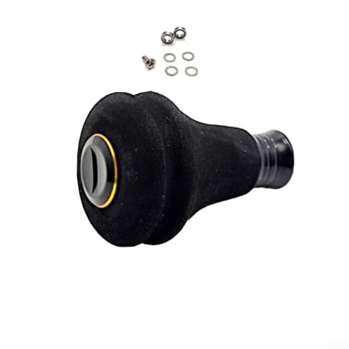 Pomos de repuesto para mango de carrete Baitcast, material EVA, adecuado para tamaños de eje de 27 mm y 4 mm, incluye rodamientos, tornillos y juntas (negro dorado)
