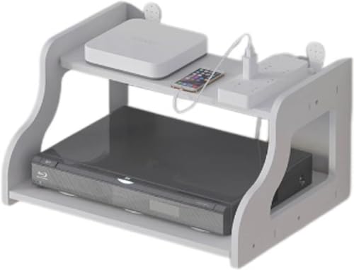 Giawkca ワイヤレスルーター収納ボックス、ルーターフェンスフローティングシェルフルーターラックウォールマウントルーターボックス、ウォールマウントルーターブラケットDVDプレーヤーシェルフ、多目的フローティングシェルフ (26*19.5*14.2cmホ