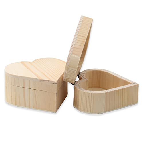 Holzkiste Schmuckkiste Holz Schatulle In Herzform Schmuck Holzbox Kleine Holzkiste Mit Deckel Dekorative Schmuckschachtel Holz Aufbewahrungbox FüR Ringe,ArmbäNder ,Ohrringe,Halskette,Geschenk Cover