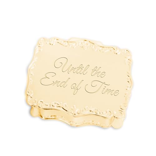 Cherished Moments Personalized Small Gold Toned Rectangle-Shaped Jewelry Keepsake Box with a Custom Engraved Message for Friend, Sister, Mom, or Co-worker