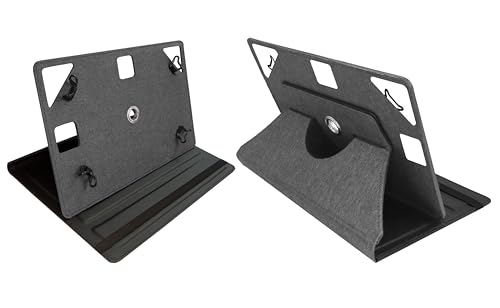 Image of ACM Rotating Nylon Case Cover Viewing Stand Compatible with Brave Ark 12.95 inch Tablet Front & Back Cover Grey