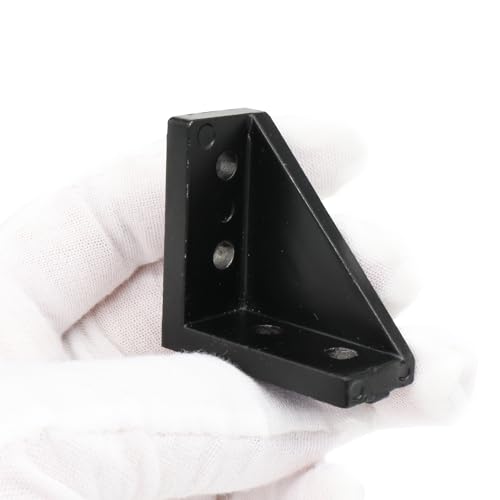 Image of 20 Sets 2020 Aluminum Extrusion T Slot Corner Bracket 20 Series Extruded Hardware 90 Degree Right Angle Connector with M5 Bolts Nuts for 20 /20 80 20 2040 T V Slot Black Aluminum Profile