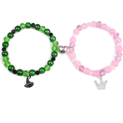 Elphaba Galinda Friendship Matching Bracelet - Rhinestone Crown Witch Hat Bff Bracelets - Gifts for Bestfriend Couples Adults Party Dress Accessories