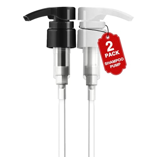 2pcs Shampoo Pump for Liter 33.8 oz Shampoo and Conditioner Bottle Pump Dispenser Fits Salon Bottles with 1.1 inch Opening Black & White Replacement Pump Top for Soft Hair Product Body Wash Lotion