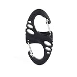 Clips de mosquetón Doble, Gancho de Escalada Práctico mosquetón Tipo S Llavero de Doble Hebilla Mini Negro Clips de Resorte Doble Gancho mosquetón de Servicio Pesado