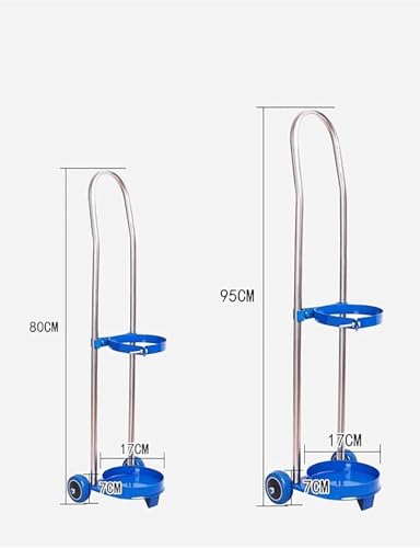 Carro para bombonas de oxígeno con Soporte para una Sola bombona, Color Azul. Adecuado para fábricas, Laboratorios, hospitales y escuelas.