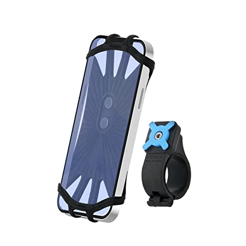 MOBILIS Support Téléphone Portable Vélo, Trottinette, Support Guidon Universel Smartphone 4-7'', Rotation 360°, Ajustable Tous Guidons, Système Anti-Vibrations, Maintien Sécurisé