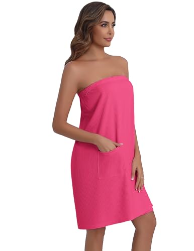Image of Ekouaer Waffle Robes For Women Bath Wraps Lightweight Knee Length Soft Shower Robe with Pocket S-L
