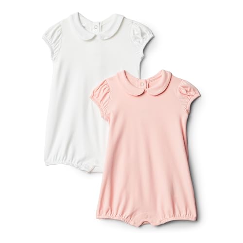 Image of Amazon Essentials x Sofia Grainge Baby Girls' Cotton Short Sleeve Romper with Peter Pan Collar