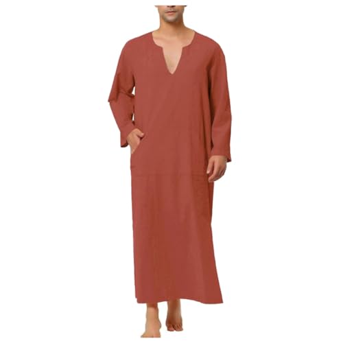 Hombres de tóbe manga larga caftán árabe túnica cremallera cuello alto batas étnico maxi vestido caftán musulmán abaya ropa de oración ropa de oración ramadán batas ropa, rojo, M