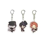 EBTY DREAMS Inc. - Set of 3 Black Butler Kuroshitsuji Acrylic Keychain Sebastian Michaelis, Joker, Undertaker