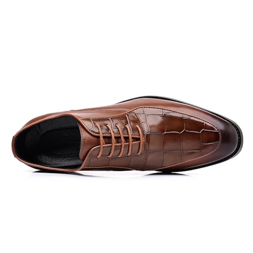 Santimon Men's Classic Dress Shoes Crocodile Embossed Formal Lace-Up Oxford Shoes for Business, Weddings & Office4
