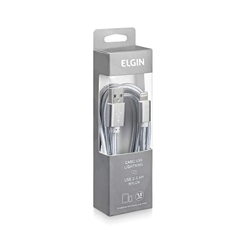 Cabo Lightning Nylon Elgin Dispositivos Apple 1,5 Metros Cinza