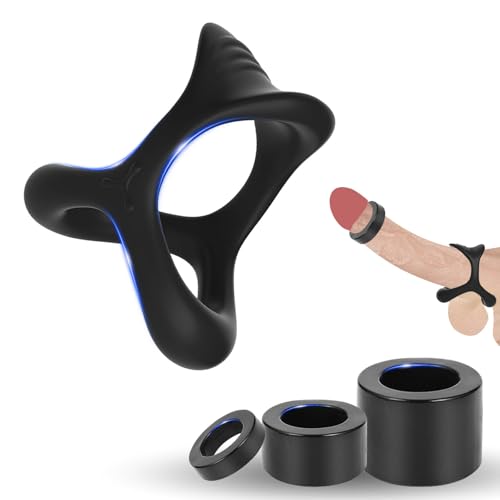 BDSMJOY Multifunktionaler Hodenringe 4 PCS Set für Männer, Penisringe Hodenstrecker, Cockringe Erektionshilfe erotisches Sexspielzeug für Paare extrem Sex