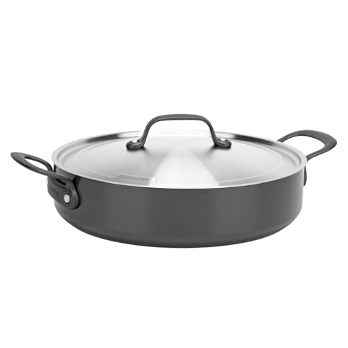 GreenPan Craft Hartanodisierte gesunde keramische Antihaft-Schmorpfanne 30 cm/4,9 Liter mit Deckel, PFAS-frei, induktionsgeeignet, spülmaschinenfest, backofenfest, Schwarz