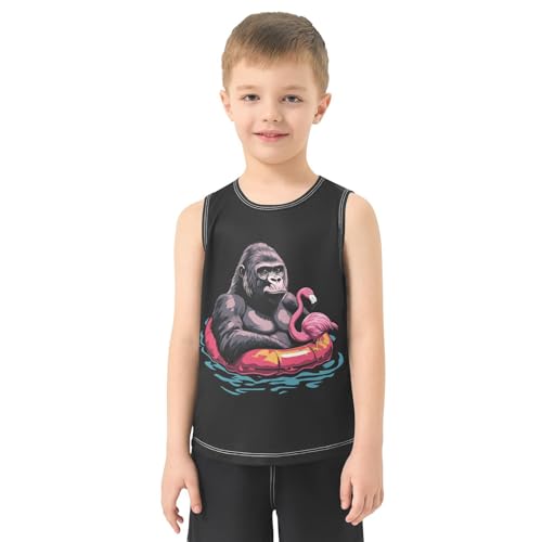 Boys Tank Top Shirts White and Black Muscular Man Sleeveless T-Shirts Crew Neck for Kids Clothing Children2