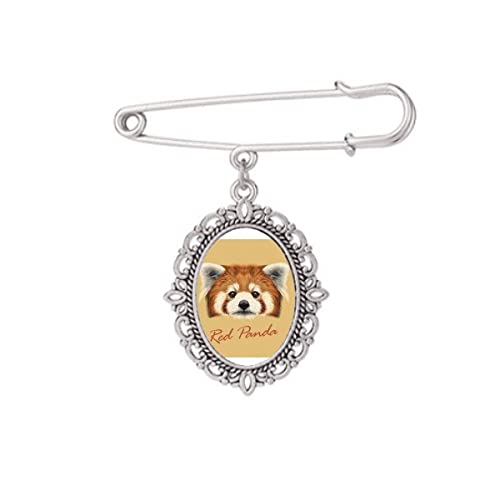 Broche panda rouge châtaigne accessoire robe chemise châle