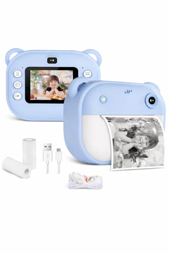 Image of Camera for Kids with Print | Kid Digital Camera for Photography & Videography with Color Display - Includes 2 Paper Rolls (Blue)