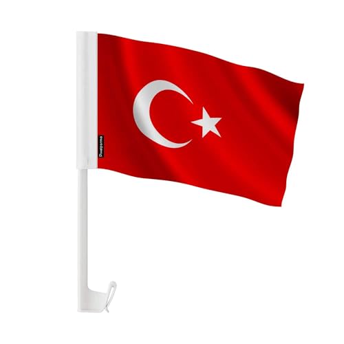 Drapeau voiture Turquie polyester 30x45cm pack de 50 pavillons auto