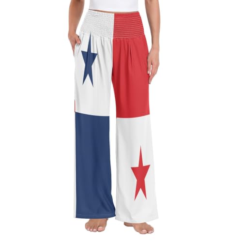 Pantalon large femme léger et respirant motif drapeau Panama