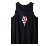 Dessert Melting Skull Cherry Icing Tattoo Ice Cream Cone Tank Top