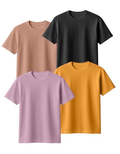 Image of Veirdo 100% Pure Cotton Regular Fit Round Neck Cool Solid Half Sleeve T-Shirt Combo for Men (Pack of 4)