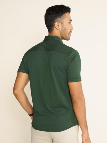 Image of DaMENSCH Men's Constant All-Degree Half Sleeve Regular fit Shirt, Pique Textured, Thermoregulating Cotton Blend, Recycled Fabric Shirts Stylish