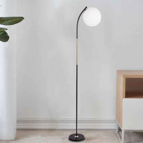 Lámpara de pie de arco para leer en el salón con luz respetuosa con la vista negra