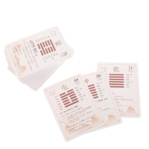 Veemoon Paquete de 64 Cartas I Ching Hexagramas para Herramientas de Adivinación y Meditación, Diseño Detallado y Uso en Rituales Tradicionales