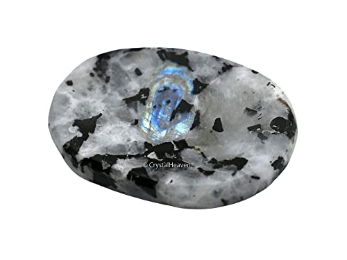 Image of Certified Rainbow Moonstone Crystal Thumb Worry Pebbles Stones for Anxiety Stress Relief Massage - AAA Grade Original Healing Gemstone Agate Rubbing Stone for Yoga Meditation Spiritual Reiki Feng Shui