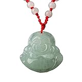 colgante de jade verde natural Nombre del producto: Collar ZYCX123 Collar de la joyería Buda Collar del Grano Cuerda de Color Verde Faux Colgante de Buda Jade(0,5 cm Red-2,8 * 2,5 *)