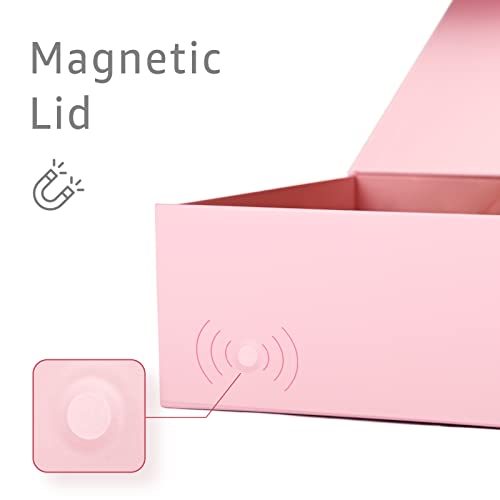 Image of LIFELUM Gift Boxes for Presents, Extra Large Gift Box 2 Pack 13.85 x 8.35 x 4.45 inch with Magnetic Lid Pink Gift Box With Ribbon, Card, Shredded Paper Filler