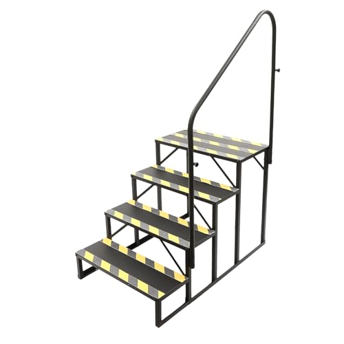 Escalera de 4 peldaños con barandilla 450 lb acero portátil miniatura 1