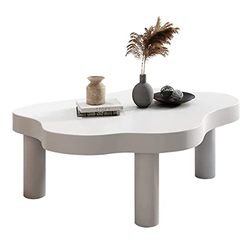Table basse ronde blanche en bois massif stable et durable pour salon