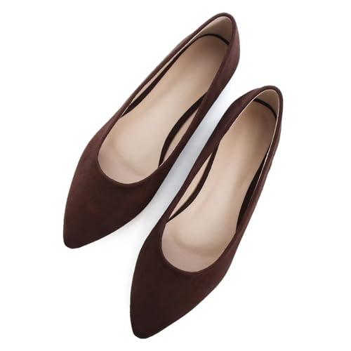 LUXINYU Cute Slip-On Flat Ballet Shoes Soft Suede Solid Classic Pointed Toe Flats Comfortable Dress Shoes2