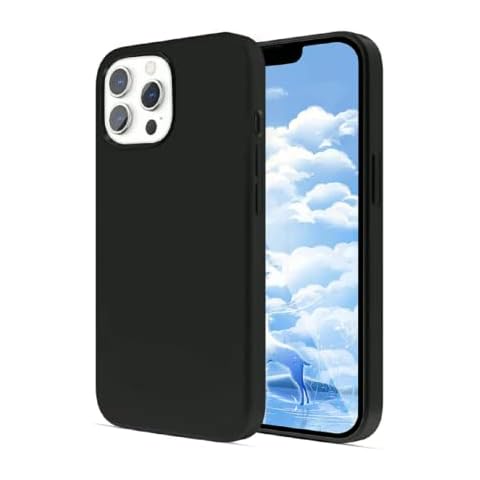 Liquid Silicone Case Compatible with iPhone 14 Pro, Full Body Shielding Covered Gel Rubber Case Cover with Microfiber lining, Anti-Shock Cover Drop Protection, Black Silicone Gel Case 6.1 inch- Black Cover