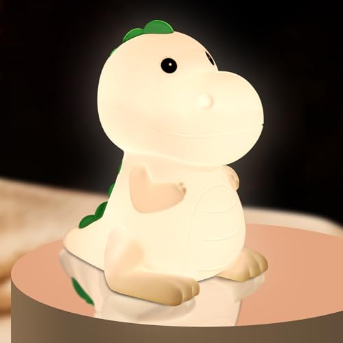 YunLone Dinosaur Night Light for Kids - 7 Color Cute Lamp, Silicone Rechargeable Nightlight With Safety Touch for Baby, Bedroom Decor