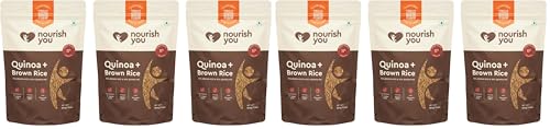 Image of Nourish You Quinoa and Brown Rice Mix - | 11.16g Protein & 10.24g Rich Dietary Fibre per 100gm | Low Glycemic index | Naturally Gluten Free Healthy Grain Mix | Superfood for Salads, Pulao, Bowls & Daily Meals (70% Brown Rice + 30% Quinoa)| 500g ( Pack of 6 )