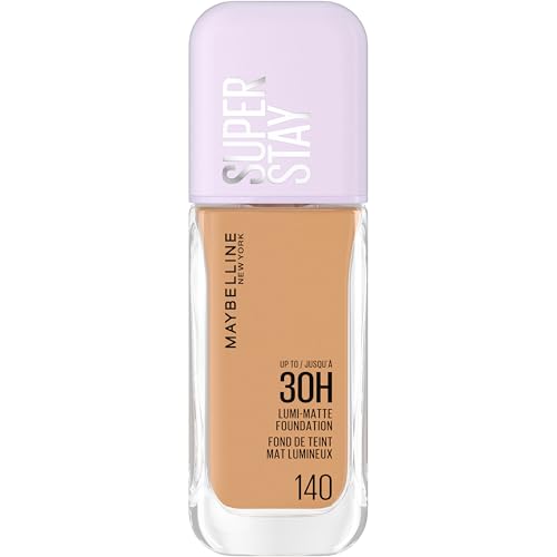 Maybelline New York Super Stay up to 30HR Lumi-Matte Foundation Medium-Full Coverage Vegan Formula* Amino Acids Niacinamide Vitamin E All Day Wear - Shade: 140