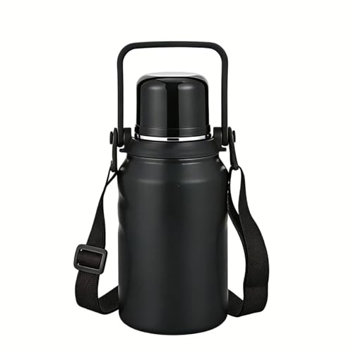 Image of 800 /1200 /1500ml Large Capacity 316 Stainless Steel 3-in-1 Lid Vacuum Insulated Handheld Water Bottle Portable Leak-Proof for Office Sports Outdoor as New Year /Valentines Gifts for Family Friends