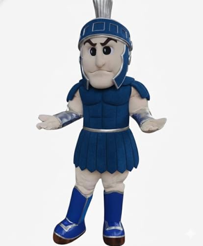 FurryMa Blue Soilder Warrior Mascot Costume Adult Unisex Sports Party School Spirit Costume Birthday Party Cosplay Dress Fancy Dress