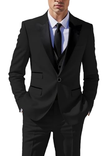 Men's Suits Formal Slim Fit 3 Piece Fashion Business Peak Lapel Blazer+Vest+Pants Wedding