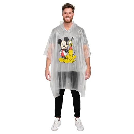 Disney Mickey Mouse Rain Poncho Hoodie Print Unisex Adult (Mickey Mouse & Pluto)