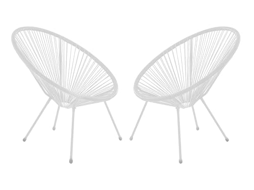 Vente-unique - Lot de 2 fauteuils de Jardin en Fils de résine tressés - Blanc - ALIOS III de MYLIA