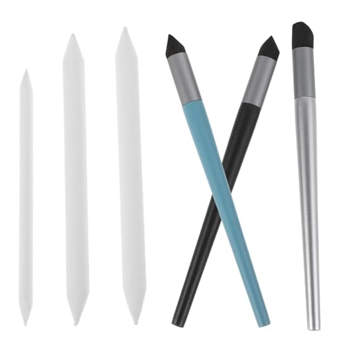 JOINPAYA Drawing Blending Tools 6pcs Oil Pastel Rubbing Pen Set Soft Sponge Brush for Art Shading Sketching