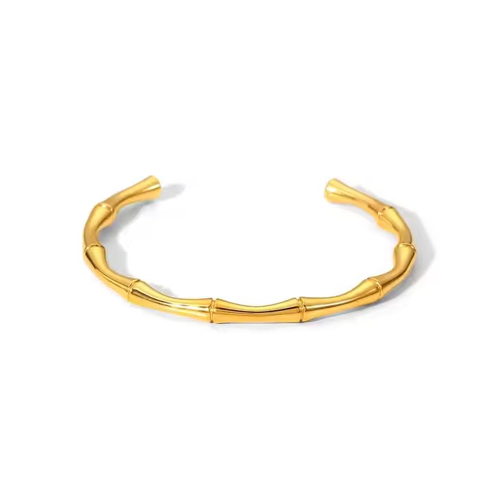 fashion frill Exclusive Golden Bamboo Cuff Bracelet For Women Stainless Steel Bracelet for Women Made For Her-picture-48