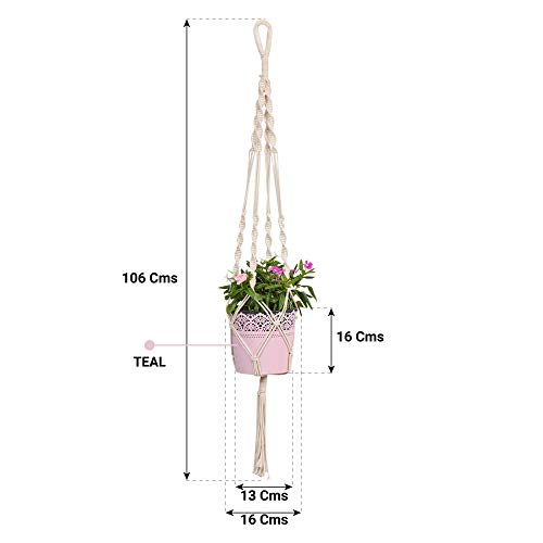 TrustBasket Metal Pink Lace Planter with Macrame Cotton Contemporary Plant Hanger| Rope Flower Pot Holder for Indoor Outdoor Hanging Planter Basket - Pack of 1