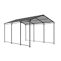 ?LuckyNote?Metal Carport 10 ×15 FT Heavy Duty with Galvanized Steel Roof, Metal Garage Canopy with Galvanized Steel Roof & Frame, Car Tent Outdoor Storage Shed for Car, Boats and Truck,Gray,2 parcels